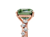 Rose gold Fancy Green Asscher Cut Diamond Cluster Side Stone Solitaire Ring with Prong Setting_33