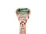 Rose gold Fancy Green Asscher  Cut Diamond Engagement Ring with Bezel Set Round Side Stones and Prong Setting_69