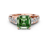 Rose gold Fancy Green Asscher  Cut Diamond Engagement Ring with Pavé Band and Four-Prong Setting_3