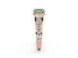 Rose gold Fancy Green Asscher  Cut Diamond Engagement Ring with Pavé Band and Four-Prong Setting_5
