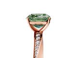 Rose gold Fancy Green Asscher Cut Diamond Engagement Ring with Side Stone Accents and Four-Prong Setting_125