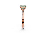 Rose gold Fancy Green Asscher Cut Diamond Engagement Ring with Side Stone Accents and Four-Prong Setting_14