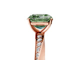 Rose gold Fancy Green Asscher Cut Diamond Engagement Ring with Side Stone Accents and Four-Prong Setting_17