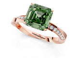 Rose gold Fancy Green Asscher Cut Diamond Engagement Ring with Side Stone Accents and Four-Prong Setting_19