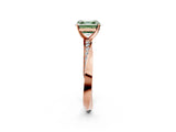 Rose gold Fancy Green Asscher Cut Diamond Engagement Ring with Side Stone Accents and Four-Prong Setting_20