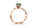 Rose gold Fancy Green Asscher Cut Diamond Engagement Ring with Side Stone Accents and Four-Prong Setting_21
