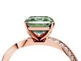 Rose gold Fancy Green Asscher Cut Diamond Engagement Ring with Side Stone Accents and Four-Prong Setting_22