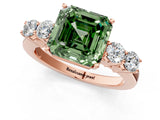 Rose gold Fancy Green Asscher  Cut Diamond Five-Stone Prong Set White Gold Ring_31