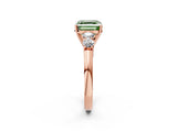 Rose gold Fancy Green Asscher  Cut Diamond Five-Stone Prong Set White Gold Ring_32