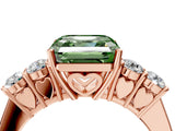 Rose gold Fancy Green Asscher  Cut Diamond Five-Stone Prong Set White Gold Ring_34
