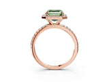 Rose gold Fancy Green Asscher  Cut Diamond Floral Halo Engagement Ring with Pavé Band and Prong Setting_20