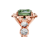 Rose gold Fancy Green Asscher  Cut Diamond Floral Halo Engagement Ring with Shared Prong Setting 1