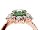 Rose gold Fancy Green Asscher  Cut Diamond Floral Halo Pave Band with Prong Setting_4