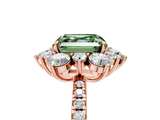 Rose gold Fancy Green Asscher  Cut Diamond Floral Halo Pave Band with Prong Setting_5