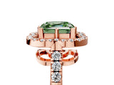 Rose gold Fancy Green Asscher Cut Diamond Floral Halo Split Shank Prong Setting Ring_5