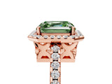 Rose gold Fancy Green Asscher Cut Diamond Halo Engagement Ring with Pavé Band and Prong Setting_32