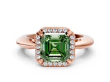 Rose gold Fancy Green Asscher  Cut Diamond Halo Engagement Ring with Split Shank and Four-Prong Setting_48