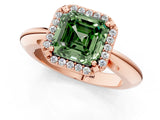 Rose gold Fancy Green Asscher  Cut Diamond Halo Engagement Ring with Split Shank and Four-Prong Setting_49