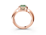Rose gold Fancy Green Asscher  Cut Diamond Halo Engagement Ring with Split Shank and Four-Prong Setting_51