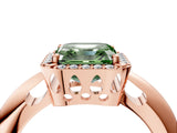 Rose gold Fancy Green Asscher  Cut Diamond Halo Engagement Ring with Split Shank and Four-Prong Setting_52