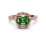 Rose gold Fancy Green Asscher Cut Diamond Halo Pave Band with Four-Prong Setting_3