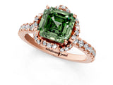 Rose gold Fancy Green Asscher Cut Diamond Halo Pave Band with Four-Prong Setting_4