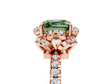 Rose gold Fancy Green Asscher Cut Diamond Halo Pave Band with Four-Prong Setting_8