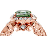 Rose gold Fancy Green Asscher Cut Diamond Halo Ring with Milgrain Pavé Band and Four-Prong Setting_21