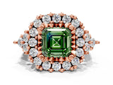 Rose gold Fancy Green Asscher Cut Diamond Halo Ring with Pavé Band and Four-Prong Setting_17