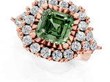 Rose gold Fancy Green Asscher Cut Diamond Halo Ring with Pavé Band and Four-Prong Setting_18