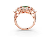 Rose gold Fancy Green Asscher Cut Diamond Halo Ring with Pavé Band and Four-Prong Setting_20