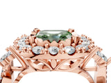 Rose gold Fancy Green Asscher Cut Diamond Halo Ring with Pavé Band and Four-Prong Setting_21