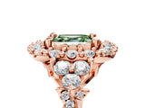 Rose gold Fancy Green Asscher Cut Diamond Halo Ring with Pavé Band and Four-Prong Setting_22