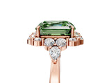 Rose gold Fancy Green Asscher Cut Diamond Halo Ring with Pear Side Stones and Prong Setting_39