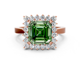 Rose gold Fancy Green Asscher  Cut Diamond Halo Ring with Round Brilliant Halo and Solitaire Band_34