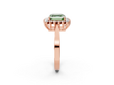 Rose gold Fancy Green Asscher  Cut Diamond Halo Ring with Round Brilliant Halo and Solitaire Band_36