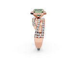 Rose gold Fancy Green Asscher Cut Diamond Halo Ring with Round Split Shank and Prong Setting_50