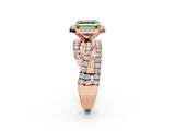 Rose gold Fancy Green Asscher Cut Diamond Halo Ring with Round Split Shank and Prong Setting_56