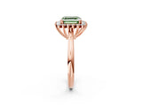 Rose gold Fancy Green Asscher  Cut Diamond Halo Ring with Solitaire Band and Prong Setting_48