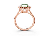 Rose gold Fancy Green Asscher  Cut Diamond Halo Ring with Solitaire Band and Prong Setting_49