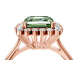Rose gold Fancy Green Asscher  Cut Diamond Halo Ring with Solitaire Band and Prong Setting_50