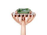 Rose gold Fancy Green Asscher  Cut Diamond Halo Ring with Solitaire Band and Prong Setting_51