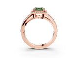 Rose gold Fancy Green Asscher Cut Diamond Halo Ring with Split Shank Pavé Band and Four-Prong Setting_3