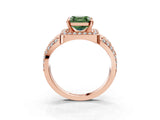 Rose gold Fancy Green Asscher Cut Diamond Halo Ring with Split Shank and Bezel Accents and Four-Prong Setting_3