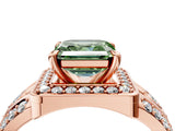 Rose gold Fancy Green Asscher Cut Diamond Halo Ring with Split Shank and Bezel Accents and Four-Prong Setting_4