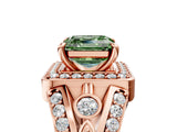 Rose gold Fancy Green Asscher Cut Diamond Halo Ring with Split Shank and Bezel Accents and Four-Prong Setting_5