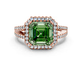 Rose gold Fancy Green Asscher Cut Diamond Halo Split Shank Engagement Ring_39
