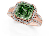Rose gold Fancy Green Asscher Cut Diamond Halo Split Shank Engagement Ring_40
