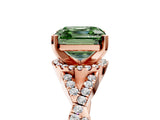 Rose gold Fancy Green Asscher Cut Diamond  Halo Twist Band Solitaire Prong Setting Ring_29