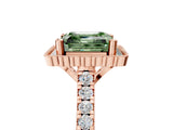 Rose gold Fancy Green Asscher  Cut Diamond Milgrain Floral Halo Engagement Ring with Pavé Band_20